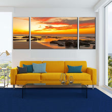 Load image into Gallery viewer, 3  Panel  Set  Canvas  Wall  Art  yellow  Sea  sand  on  Beach  Sunset  Seascape For Living Room
