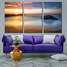 Load image into Gallery viewer, 3 Panel sun light streaming through beach cave canvas print For Living Room
