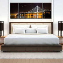 Load image into Gallery viewer, 3  Piece  Iconic  White  Bridge  Scene  At  Night  Reflection  Canvas  Print For Bedroom
