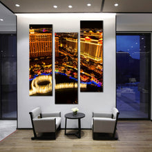 Load image into Gallery viewer, 3  panel  beautiful  Las  Vegas  Strip  Skyline  At  Night  multi  panel  canvas  print For Living Room
