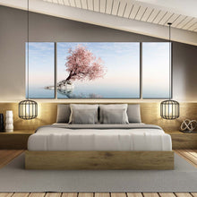 Load image into Gallery viewer, 3  panel  sky  reflection  pink  white  tree  canvas  print For Bedroom
