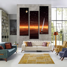 Load image into Gallery viewer, 3  piece  Canvas  Prints  Starry  Night  Seascape  Yellow  Light  Ocean For Living Room
