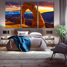 Load image into Gallery viewer, 3 piece canvas artwork Desert Arches National Park at Sunset For Bedroom
