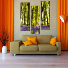 Load image into Gallery viewer, 3  piece  canvas  prints  oxfordshire  purple  green  forest  trees In Living Room
