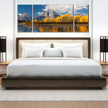 Load image into Gallery viewer, 3 piece guadalupe Water Streaming Guadalupe River Texas fall foliage artwork In Bedroom
