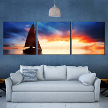 Load image into Gallery viewer, 3  piece  large  wall  art  blue  sky  sailing  into  paradise For Living Room
