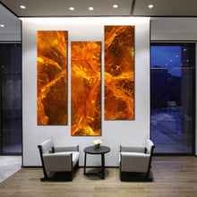 Load image into Gallery viewer, 3  piece  orange  amber  stone  patterns  wall  artwork In Living Room
