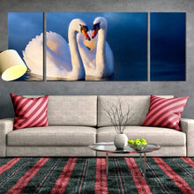 Load image into Gallery viewer, 3 piece wall decor White Swans in Love Reflected On water In Living Room
