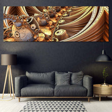 Load image into Gallery viewer, 3d abstract canvas print brown abstract escher pattern 1 piece canvas wall art yellow 3d geometric patterns canvas artwork in living room
