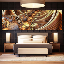 Load image into Gallery viewer, 3d abstract canvas print brown abstract escher pattern 1 piece canvas wall art yellow 3d geometric patterns canvas artwork in bed room
