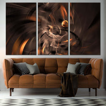 Load image into Gallery viewer, 3D abstract canvas wall art, including abstract electric fractal 3-piece canvas prints and colorful abstract canvas set In Living Room
