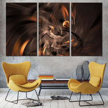 Load image into Gallery viewer, 3d-abstract-canvas-print-brown-amazing-abstract-fractal-3-piece-canvas-wall-art-orange-elegant-abstract-color-multi-canvas-in-living-room
