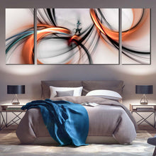 Load image into Gallery viewer, 3d  abstract  canvas  print  orange  black  abstract  art  print  3  piece  multi  canvas  white  abstract  fractal  canvas  wall  art For Bedroom
