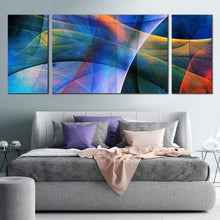 Load image into Gallery viewer, 3d  abstract  canvas  wall  art  blue  abstract  rendering  canvas  print  orange  yellow  fractal  graphics  3  piece  canvas  set For Bedroom
