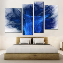 Load image into Gallery viewer, 3d abstract canvas wall art blue digital abstract graphics 4 piece canvas white modern abstract fractal canvas print for bedroom
