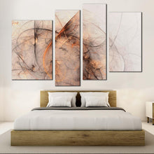 Load image into Gallery viewer, 3d abstract canvas wall art fantasy abstract 4 piece multi canvas white orange abstract fractal canvas print in bedroom
