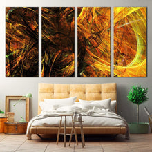 Load image into Gallery viewer, 3d abstract canvas wall art yellow black abstract digital graphics 4 piece canvas print abstract deep patterns multi canvas For Bedroom
