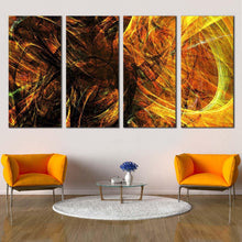 Load image into Gallery viewer, 3d abstract canvas wall art yellow black abstract digital graphics 4 piece canvas print abstract deep patterns multi canvas In Living room
