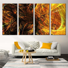 Load image into Gallery viewer, 3d abstract canvas wall art yellow black abstract digital graphics 4 piece canvas print abstract deep patterns multi canvas For Living room
