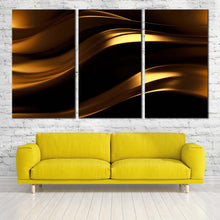 Load image into Gallery viewer, 3d illustration canvas wall art golden abstract wave 3 piece canvas print black luxury abstract multi canvas artwork For Living Room
