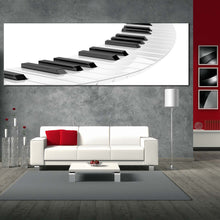 Load image into Gallery viewer, 3d piano canvas wall art black piano keyboard spiral 1 piece canvas print white piano abstract canvas artwork for living room
