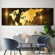 Load image into Gallery viewer, 3d world canvas wall art world map digital canvas artwork yellow brown world map 1 piece canvas print for living room
