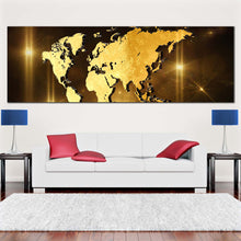 Load image into Gallery viewer, 3d world canvas wall art world map digital canvas artwork yellow brown world map 1 piece canvas print in living room
