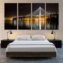 Load image into Gallery viewer, 4 Panel Water Reflection At night San Francisco Canvas Print For Your Bedroom
