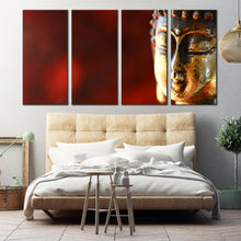 Load image into Gallery viewer, 4 Panel gold buddha with red background For Bedroom
