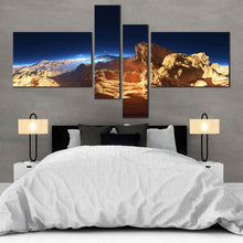 Load image into Gallery viewer, 4 panel 3D Fantasy Landscape Sunset print decor For Bedroom
