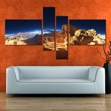 Load image into Gallery viewer, 4 panel 3D Fantasy Landscape Sunset print decor In Living room
