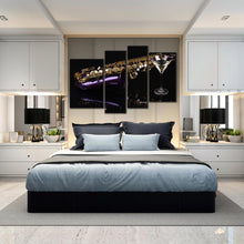 Load image into Gallery viewer, 4 panel Multi Panel Canvas Art of Saxophone With A Glass Of Cocktail canvas print decor 
