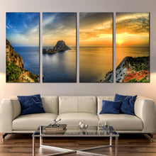 Load image into Gallery viewer, 4 panel art decor es vedra mountain ocean at dusk For Living Room
