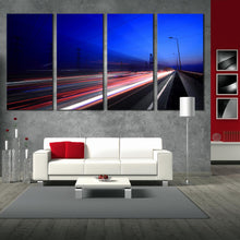 Load image into Gallery viewer, 4 panel bright lights trails by cars home canvas decor For Your Living room
