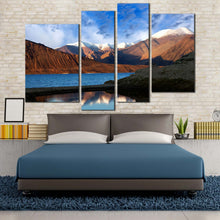 Load image into Gallery viewer, 4 panel canvas artwork Pangong Tibet Lake Mountains
