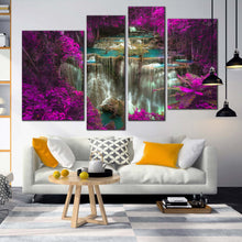 Load image into Gallery viewer, 4 panel canvas print Huay Mae Kamin Kanchanaburi Thailand waterfall For Living Room
