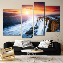 Load image into Gallery viewer, 4 panel canvas print Selfoss Cascade waterfall For Living Room
