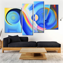 Load image into Gallery viewer, 4 panel colorful abstract circle shapes multi panel canvas print 
