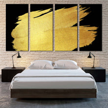 Load image into Gallery viewer, 4 panel gold brush stroke canvas art For Bedroom
