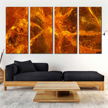 Load image into Gallery viewer, 4 panel orange abstract amber canvas print For Living room
