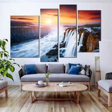 Load image into Gallery viewer, 4 piece Vatnajokull National Park Waterfall wall decor In Living Room
