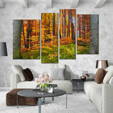 Load image into Gallery viewer, 4 piece artwork forest scene 
