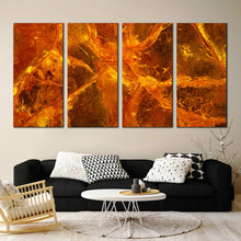 Load image into Gallery viewer, 4 piece canvas print abstract amber gemstone close up wall decor In Living Room
