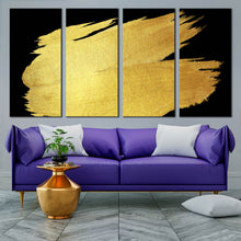 Load image into Gallery viewer, 4 piece gold brush stroke canvas artwork For Living Room
