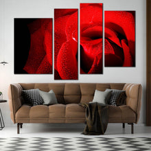 Load image into Gallery viewer, 4 piece red rose with water droplets wall decor For Living Room
