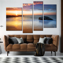 Load image into Gallery viewer, 4 piece sun light streaming through ocean beach wall decor
