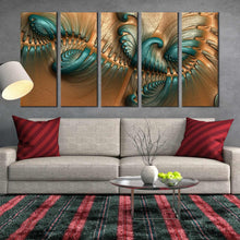 Load image into Gallery viewer, 5 Pc. canvas print abstract fractal on leather For Living Room
