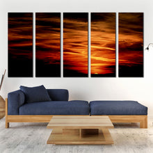 Load image into Gallery viewer, 5 Piece Beautiful Stormy Sunset Abstract Canvas Print In Living Room
