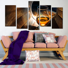 Load image into Gallery viewer, 5 Piece Canvas artwork Wall Art Pictures Abstract Alcohol Inside Oak Barrels For Living Room
