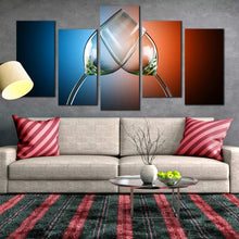 Load image into Gallery viewer, 5 Piece Canvas artwork Wall Art Pictures Abstract Wine Glasses in Red blue background For Living Room
